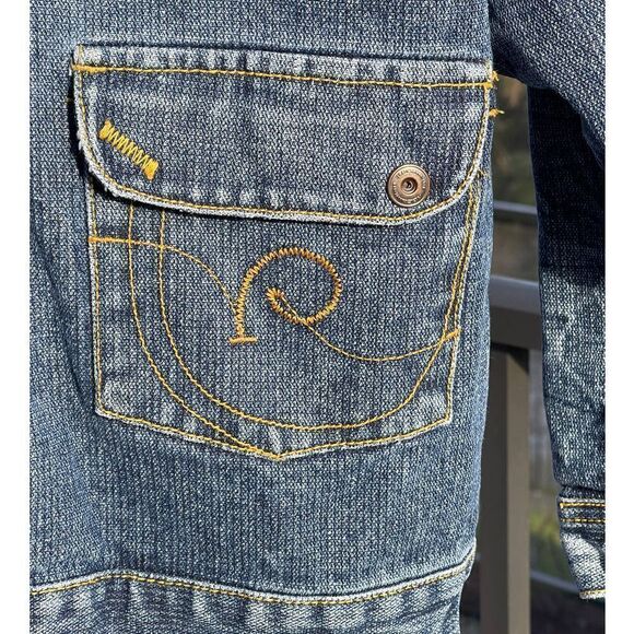 Rocawear Street Wear Acid Wash Blue Jean Cropped Jacket Size M - Picture 7 of 10